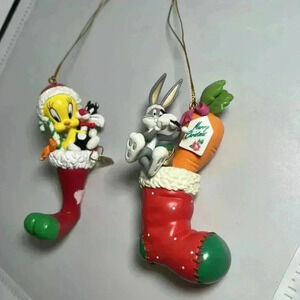 Vintage Looney Tunes 1999-98 Tweety Bird and Sylvester Bugs Bunny Christmas